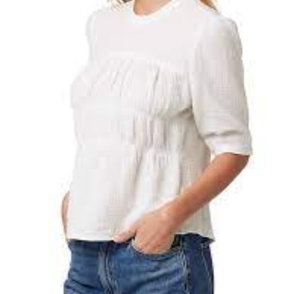 JOE'S JEANS OPTIC WHITE SHIRA COTTON TOP PUCKERED IN SIZE M NWOT - Picture 3 of 13